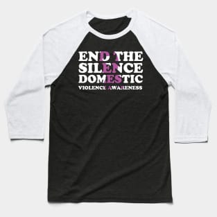 End The Silence Family Domestic Violence Awareness Purple Ribbon Baseball T-Shirt